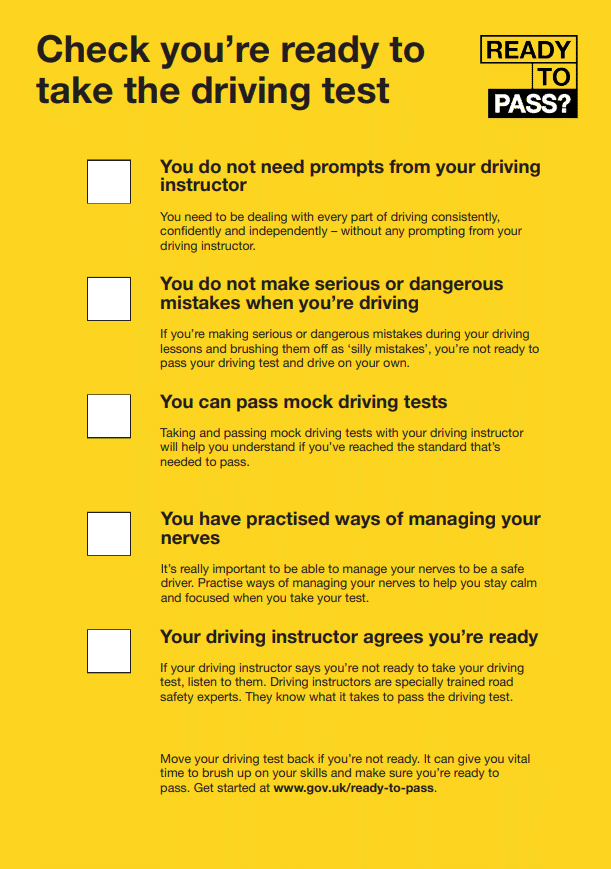 Are you ready? Driving test checklist